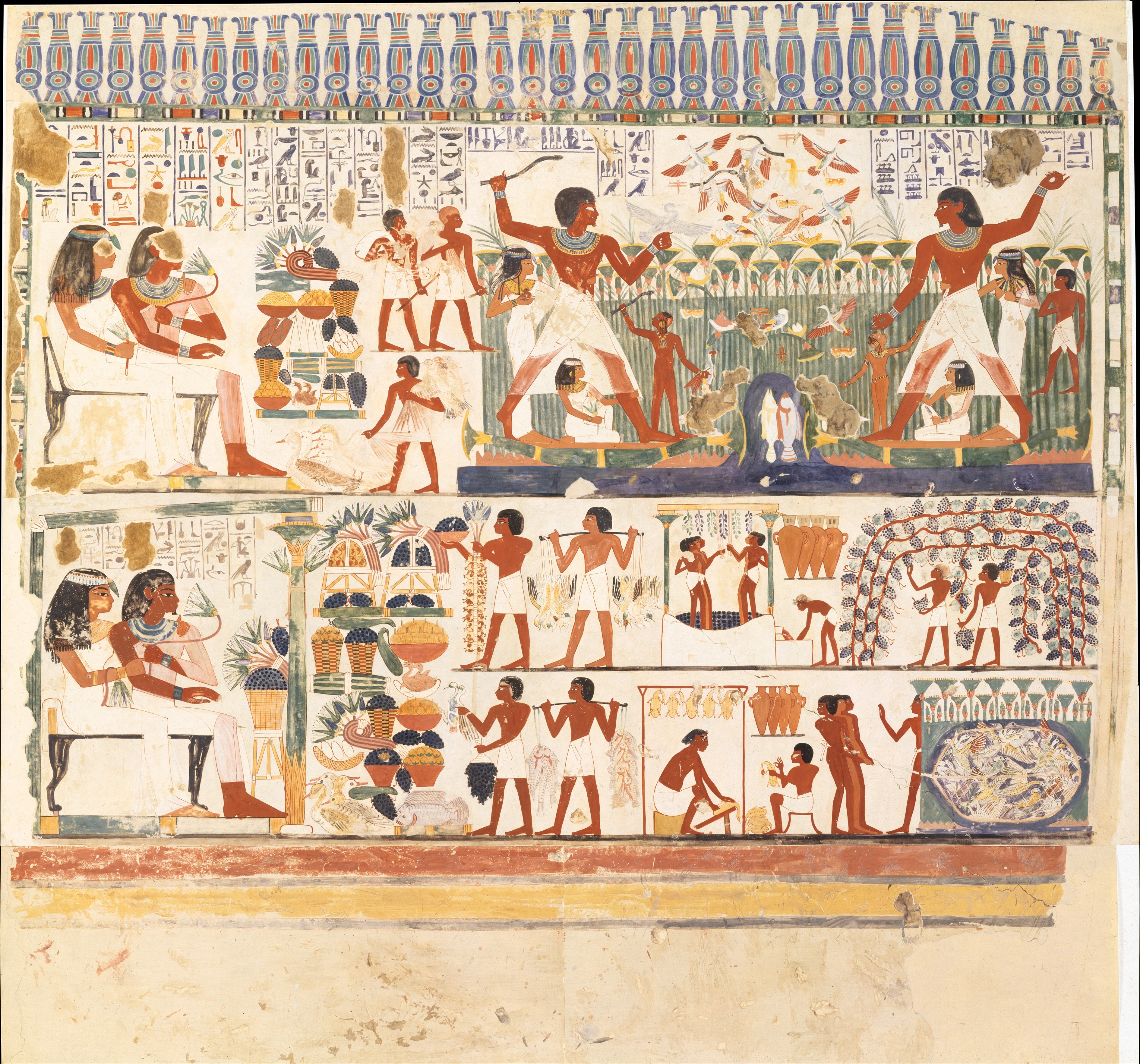 Nakht and Family Fishing and Fowling, Tomb of Nakht MET DT12059.jpg
